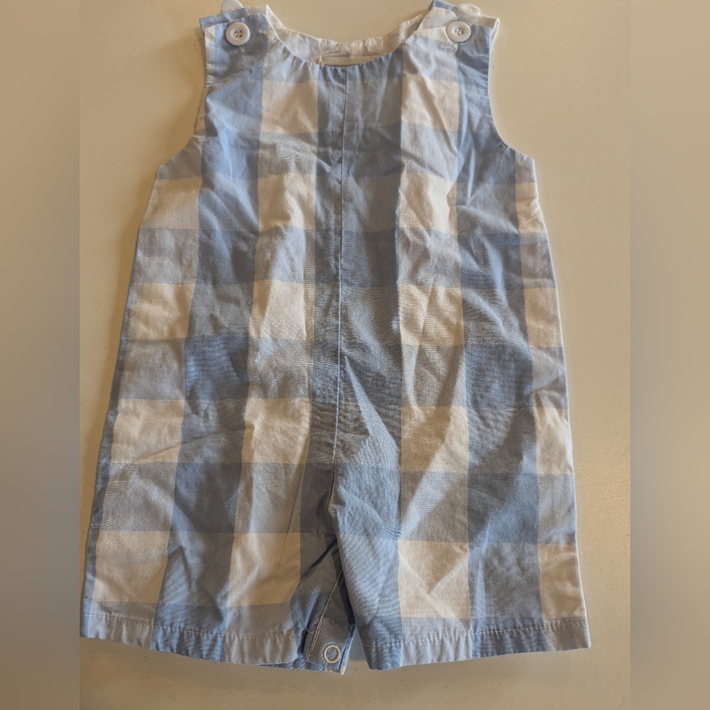 Lil Cactus Blue Checkered White Romper Boy 6-12 months baby